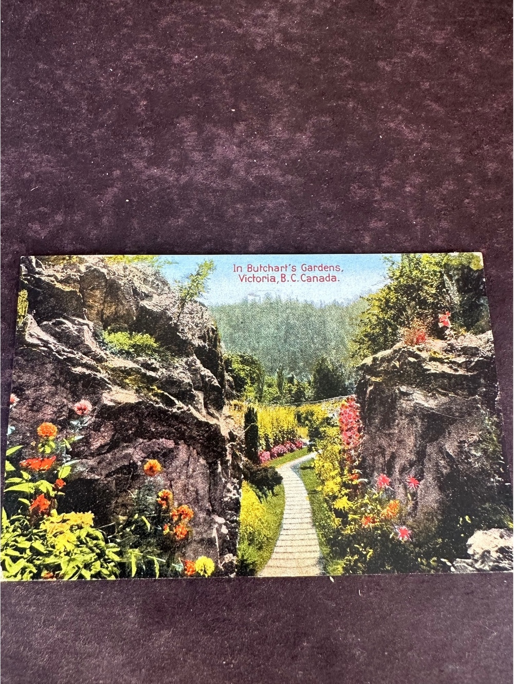 1938 Butchart Gardens Victoria BC Canada Postcard 2 Cent King George VI